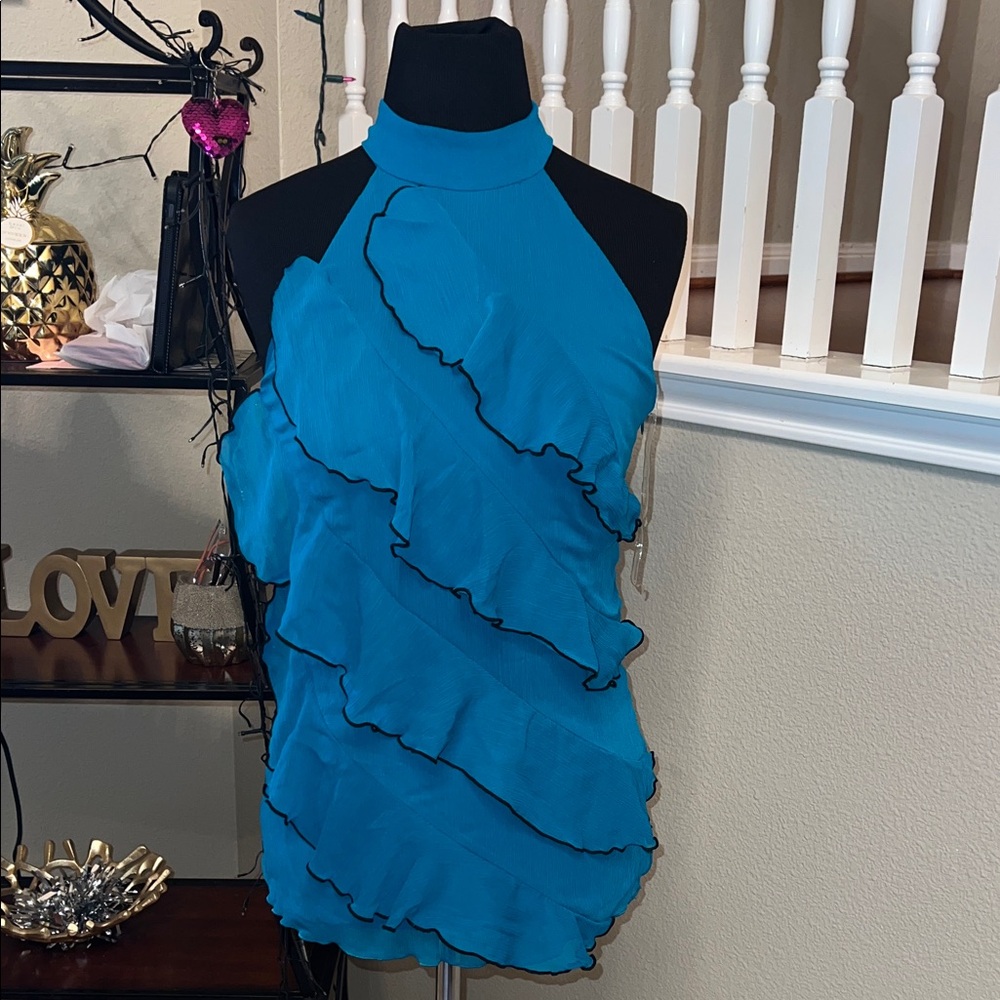 Maurices Teal Ruffle Halter Blouse